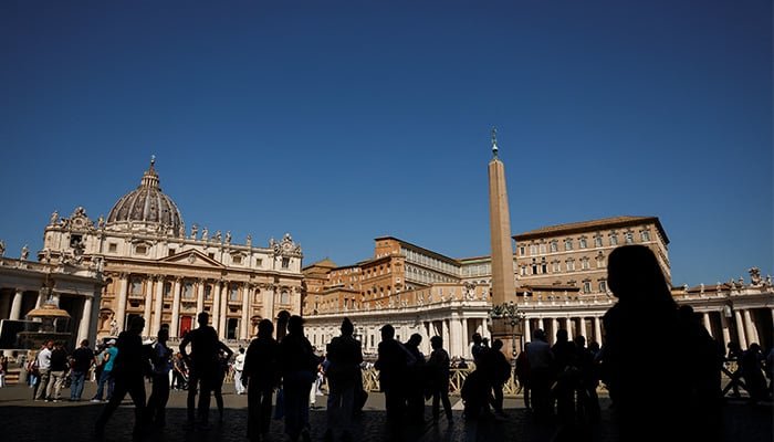 People gather at St Peters Square, following the death of Pope Francis, at the Vatican, April 22, 2025. — Reuters